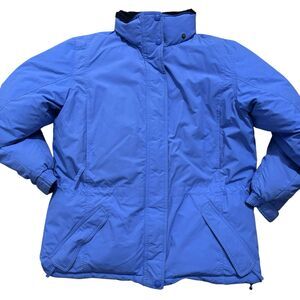 LL Bean Women's Sz Petite Medium Parka Coat Goose Down Puffer Jacket Blue